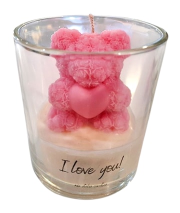Candle pink teddy bear