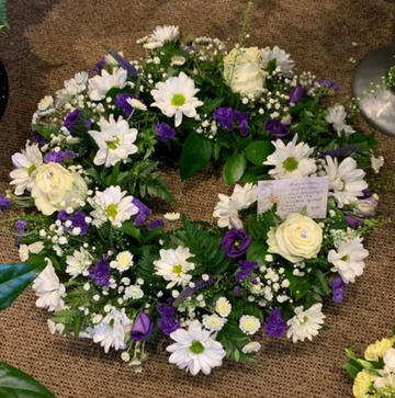 Purple funeral wreath