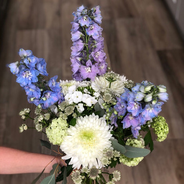 Blue and white