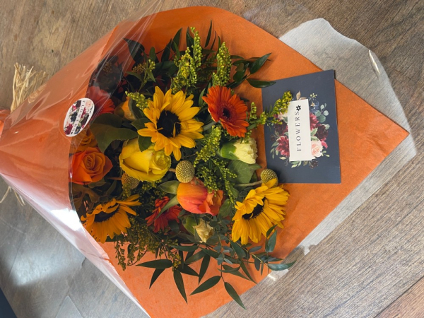 Orange flat bouquet