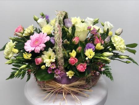 Pastel basket arrangement