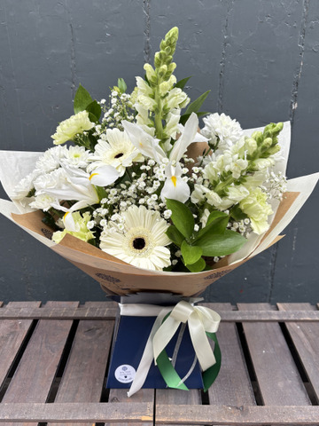 Pure white hand tied