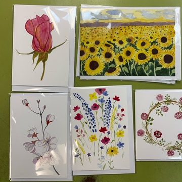 Hand painted cards
