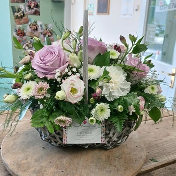 Grey basket arrangement