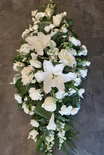 White casket spray