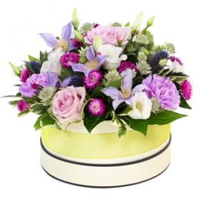 Hat box of flowers