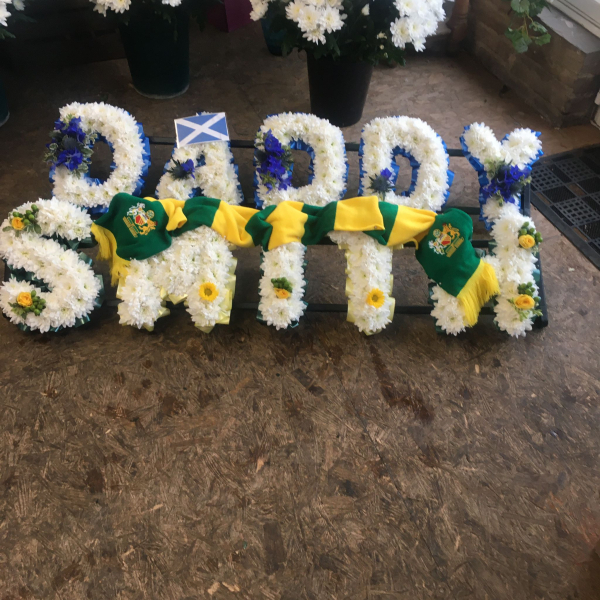 Blue yellow letters