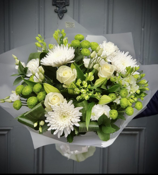 White and green handtie