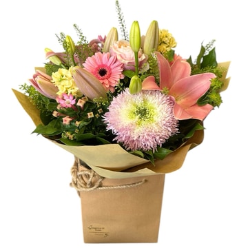 Pink and lemon florist choice
