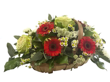 Red and white mix trug basket