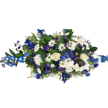 Blue casket spray