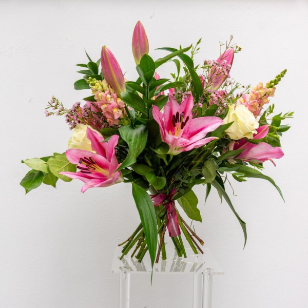 Pink lily and rose