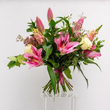 Pink lily and rose