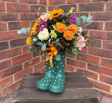 Green welly boots