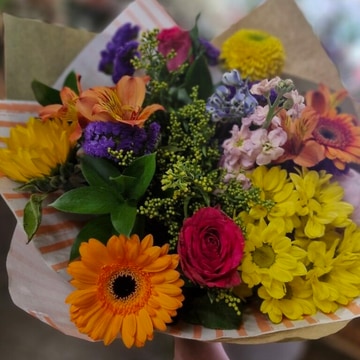 Vibrant florists choice hand-tied bouquet