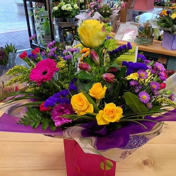 Vibrant gift bag arrangement