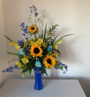 Glass sunflower arrangeme