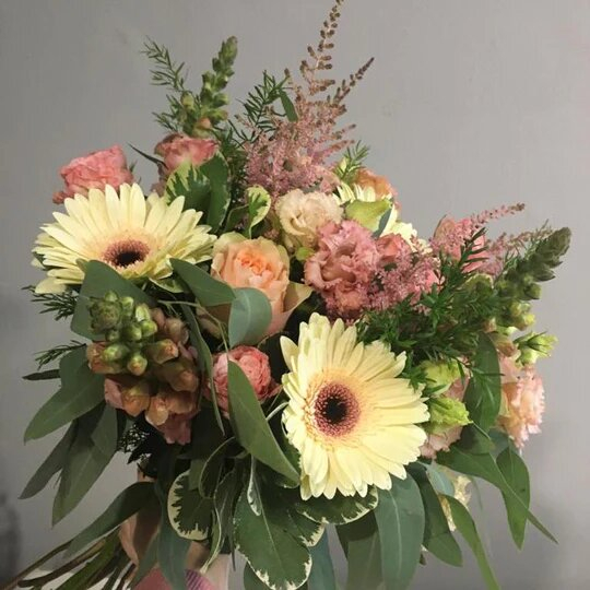Peach pink hand tied