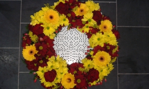 Funeral wreath autumnal