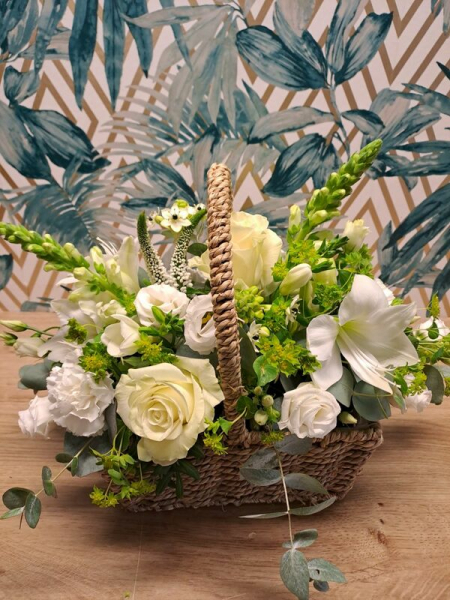White and green basket
