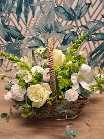White and green basket