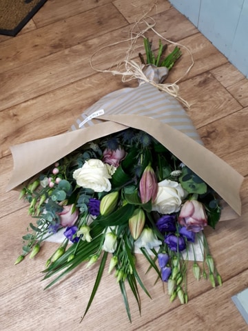 Gift wrapped bouquet