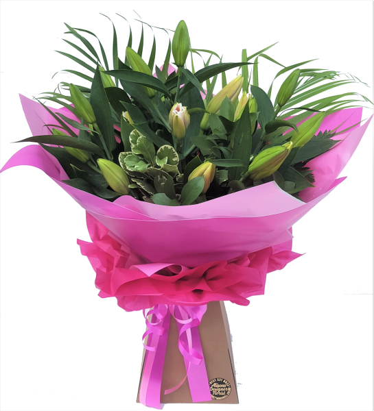 Pink lily hand-tied