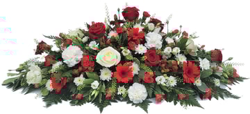 Red-white casket spray