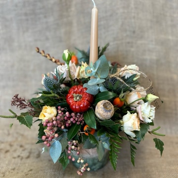 Rustic candle arrangement