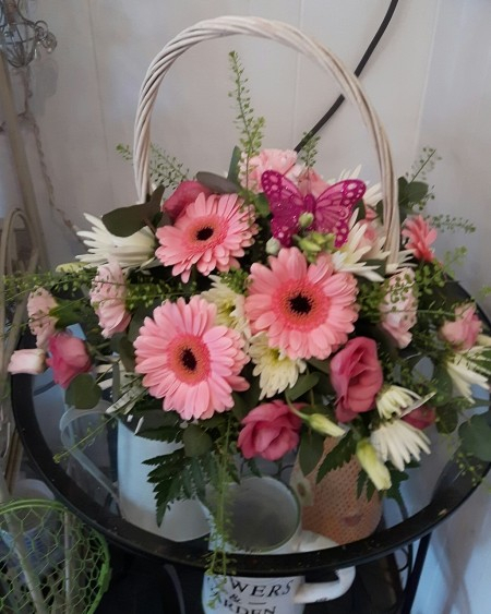 Pink garden basket