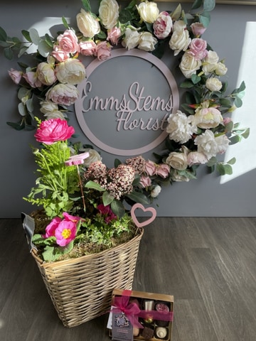 Planted wicker basket