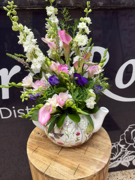 Floral teapot arrangement