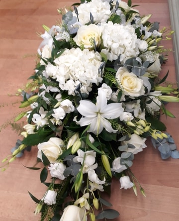 Simply white casket spray