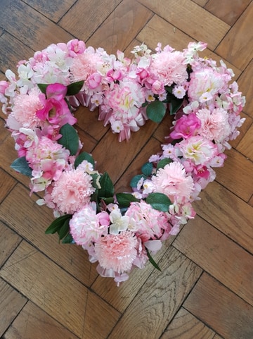 Silk flower open heart