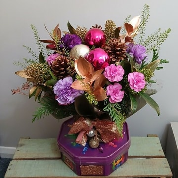 Christmas posy and chocolates