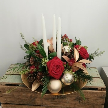 Three candle christmas arrangement