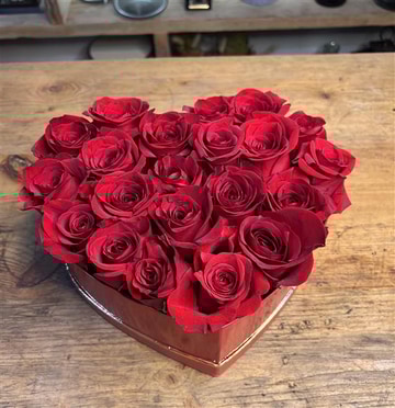 Heart box of roses