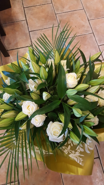 Rose and lily hand tied