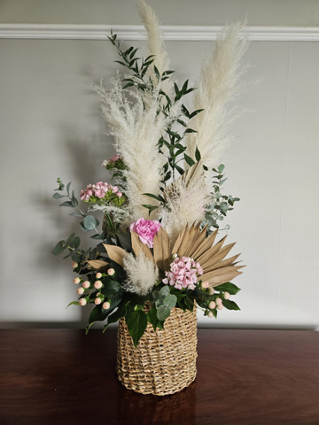 Floral wicker basket