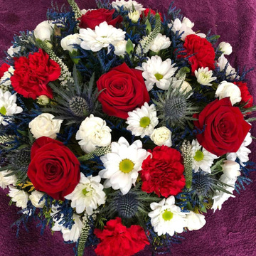 Red white and blue posy