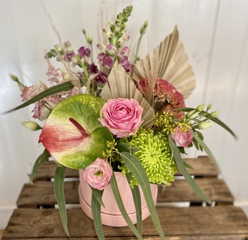 Pretty pink boho hat box