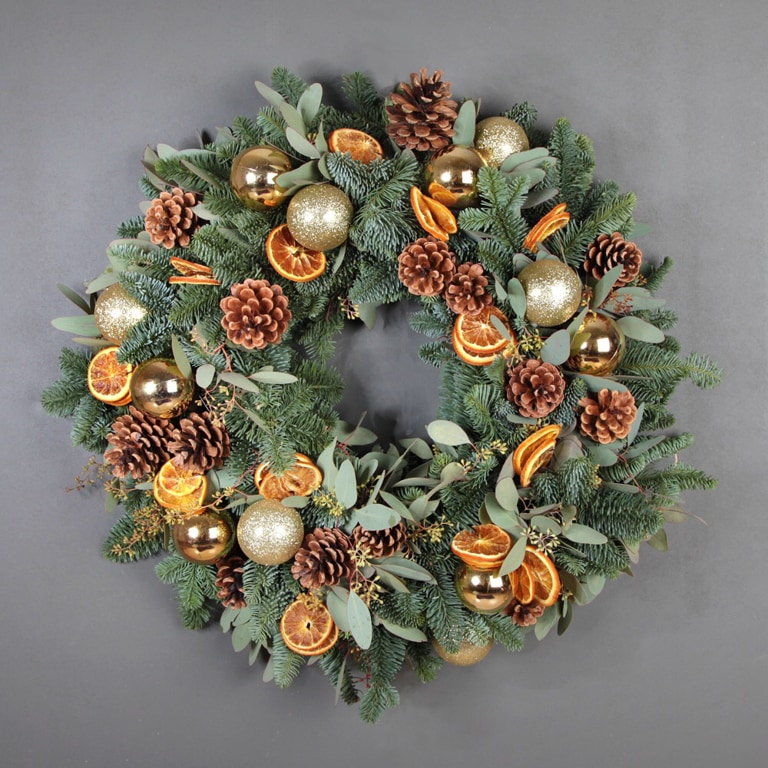 Orange and pine spruce wreath