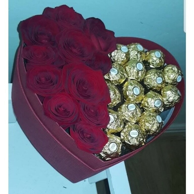 Red rose half heart