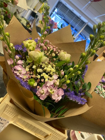 Purple and cream handtie