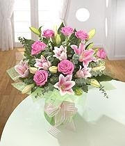 Lily and roses aqua