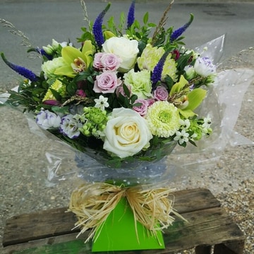Box of greens and soft pinks