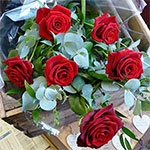6 red roses