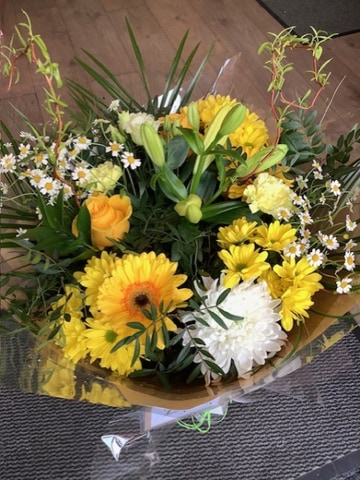 Yellow white hand tied