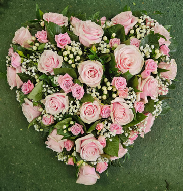 Pink rose massed heart