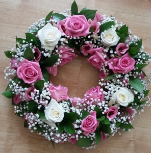 Pink and white wreath